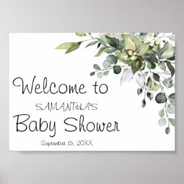 Eukalyptus Baby Dusche Begrüßungszeichen Poster