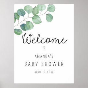Eukalyptus - BABY-Dusche Willkommen Poster