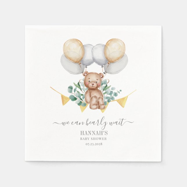Eukalyptus Baby Showdusche Baby Wait Baby Bear Pap Serviette (Vorderseite)