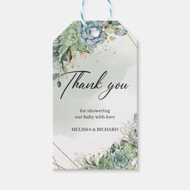 Eukalyptus Baby Shower Geschenkanhänger (Vorderseite)