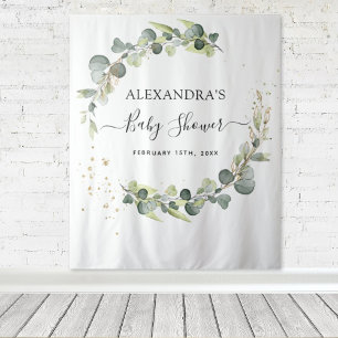 Eukalyptus-Baby-Shower-Photobooth-Hintergrund Wandteppich