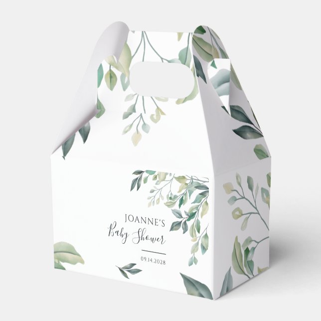 Eukalyptus Baby Shower Sukkuläres botanisches Skri Geschenkschachtel (Vorderseite)