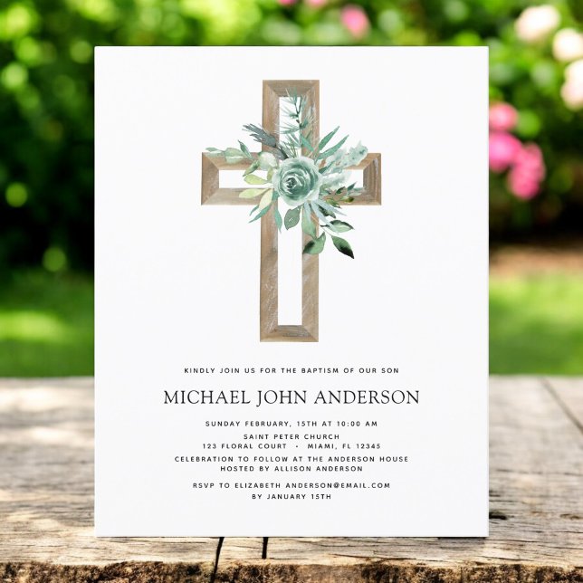 Eukalyptus Baptismus Grüne Einladung Flyer (Von Creator hochgeladen)
