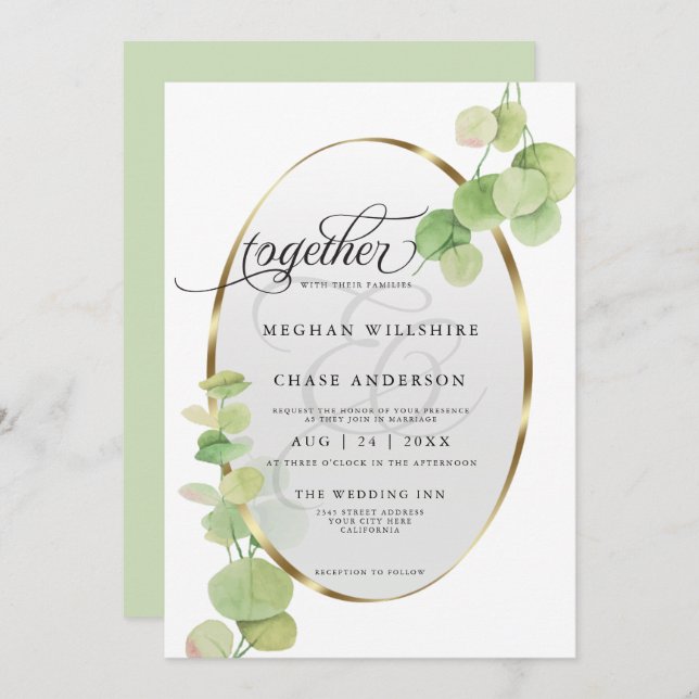 Eukalyptus BarefootBride™ Einladung (Vorne/Hinten)