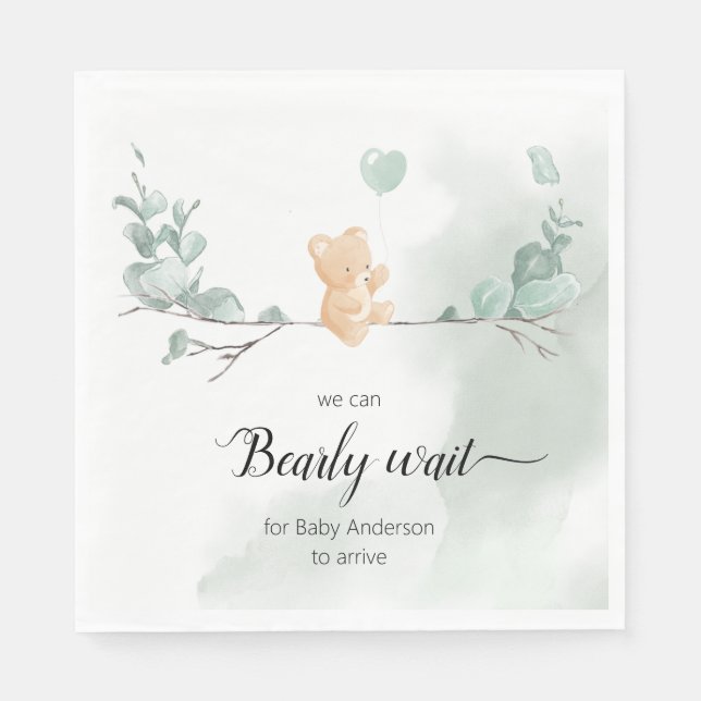 Eukalyptus Bear Baby Shower Serviette (Vorderseite)