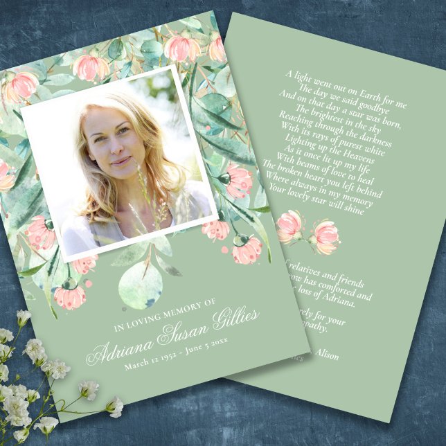 Eukalyptus-Beerdigungskarte Visitenkarte (Eucalyptus Sympathy Memorial Funeral Cards)