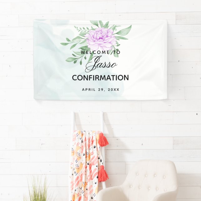 Eukalyptus-Bestätigung der rustikalen Lila Rose Banner (Insitu)