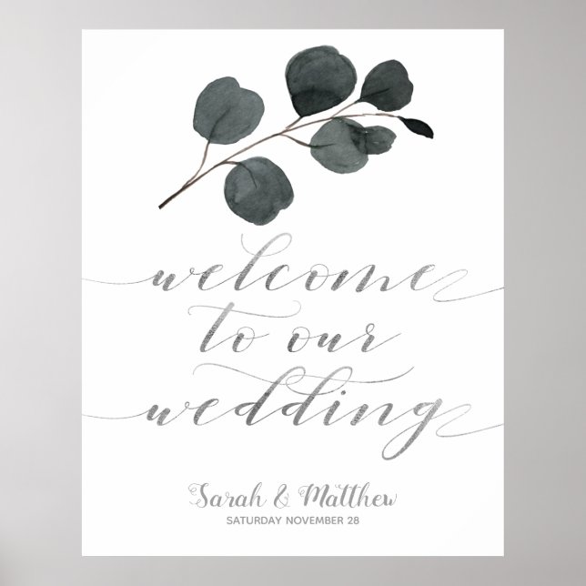 Eukalyptus Black & Silver Willkommen bei unserer H Poster (Vorne)