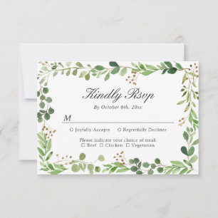Eukalyptus-Blatt-Rand-Hochzeits-Antwortkarte RSVP Karte