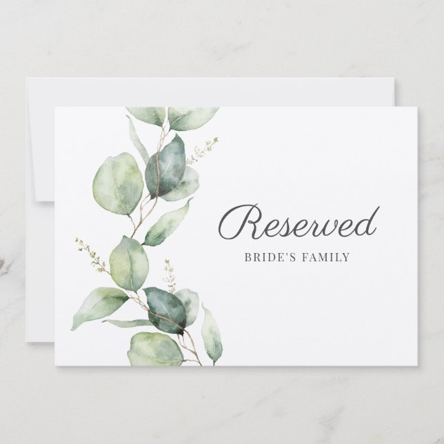 Eukalyptus-Blätter Botanische Hochzeitsskripte (Vorderseite)