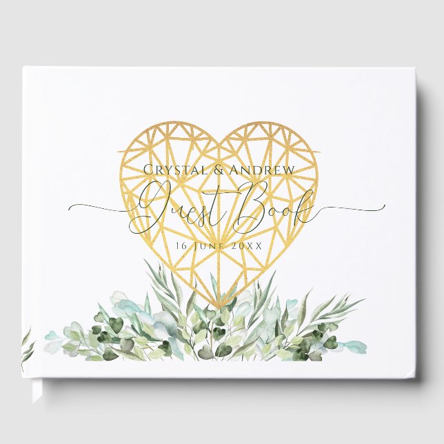 Eukalyptus-Blätter für das Hochzeitstil Gästebuch (Vorderseite)