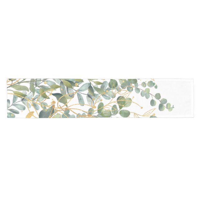 Eukalyptus-Blätter für Gold und Grüne Kurzer Tischläufer (Horizontal)