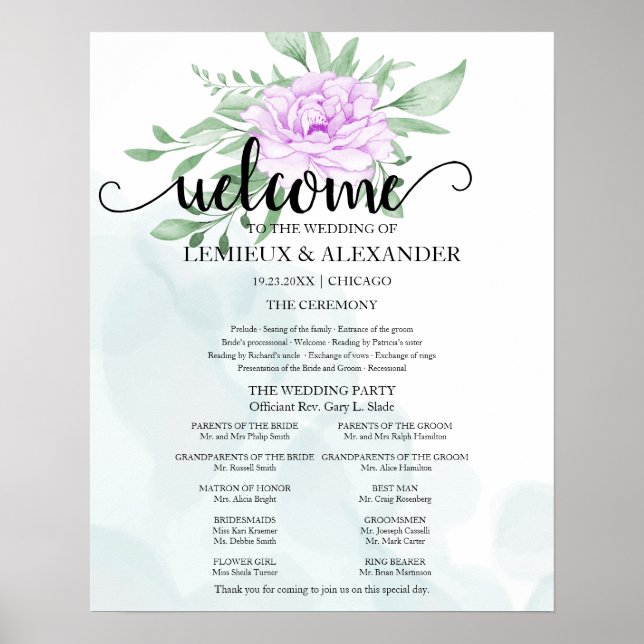 Eukalyptus-Blätter für Hochzeiten der lila Rose Poster (Vorne)
