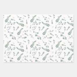 Eukalyptus-Blätter für rustikales Wasser Geschenkpapier Set