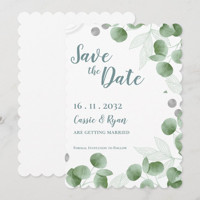 Eukalyptus-Blätter für Wasserfarben, die das Datum (Vorne/Hinten)