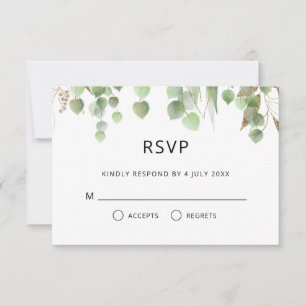 Eukalyptus-Blätter für Wasserfarben, Goldblätterho RSVP Karte