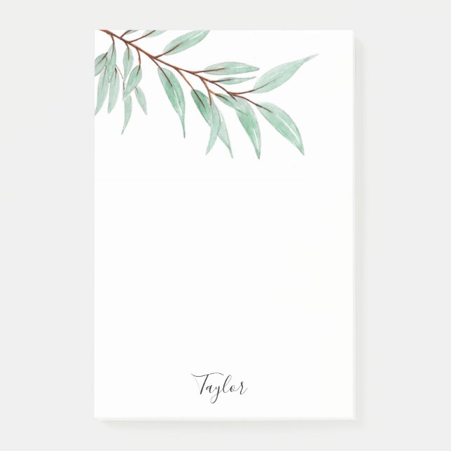 Eukalyptus-Blätter für Wasserfarben Post-it Klebezettel (Vorderseite)