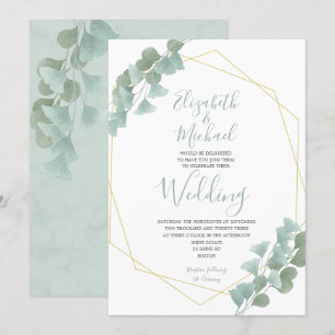 Eukalyptus Blätter Geometric Summer Elegante Weddi Einladung