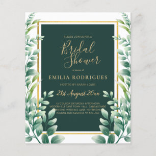Eukalyptus Blätter GOLD Einladung zur Brautparty Flyer