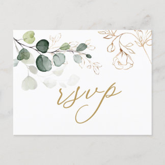 Eukalyptus Blätter Golden Floral UAWG Wedding Einladungspostkarte