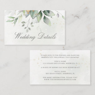 Eukalyptus-Blätter Grün Gold Elegante Hochzeit Begleitkarte