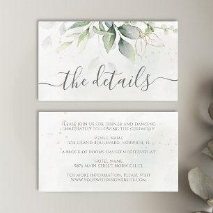 Eukalyptus-Blätter Grün Gold Elegante Hochzeit Begleitkarte