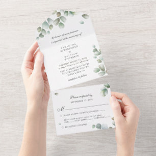 Eukalyptus-Blätter Grüne Hochzeit All In One Einladung