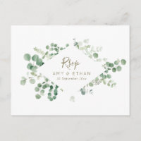 Eukalyptus-Blätter Hochzeit RSVP Postkarte