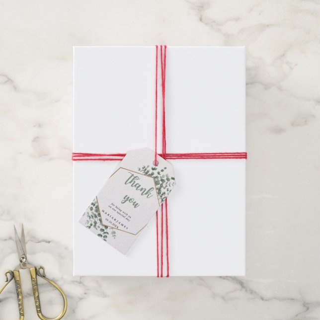 Eukalyptus-Blätter Hochzeiten Geschenkanhänger (Mit Garn)