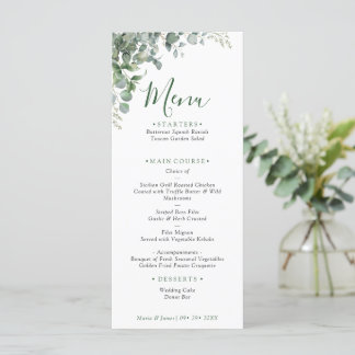 Eukalyptus-Blätter Hochzeiten Menükarte