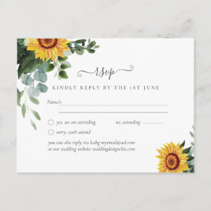 Eukalyptus-Blätter Hochzeiten: rustikale Sonnenblu Postkarte