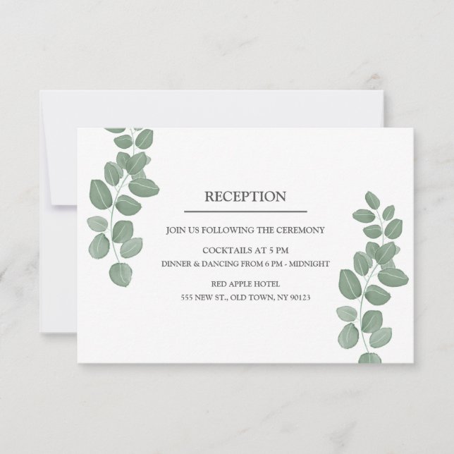 Eukalyptus-Blätter Hochzeitskarte Einladung (Vorderseite)