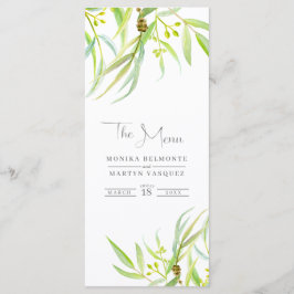 Eukalyptus-Blätter Hochzeitsmenü Menükarte