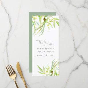 Eukalyptus-Blätter Hochzeitsmenü Menükarte