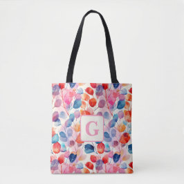 Eukalyptus-Blätter in Farbtönen, monogramm Tasche