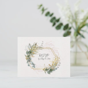 Eukalyptus-Blätter mit Goldakzenten und Rahmen Postkarte