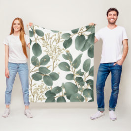 Eukalyptus-Blätter Muster Fleecedecke