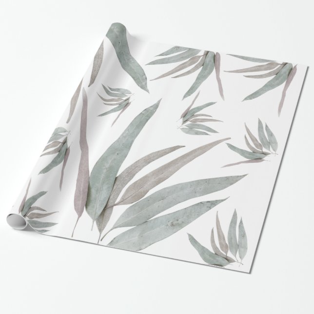 Eukalyptus-Blätter Muster Geschenkpapier (Ungerollt)