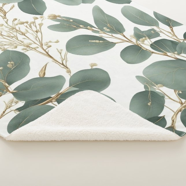 Eukalyptus-Blätter Muster Sherpadecke (3/4)