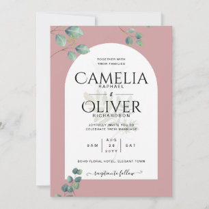 Eukalyptus-Blätter-Overlay-Arch-Hochzeit Einladung