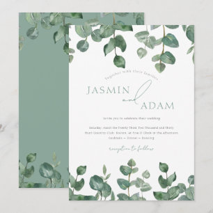 Eukalyptus-Blätter Sage Green Foliage Wedding Einladung