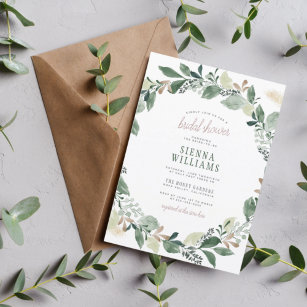 Eukalyptus-Blätter Wasserfarbe Brautparty Einladung