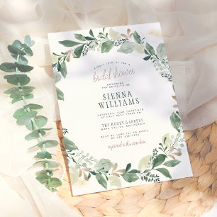 Eukalyptus-Blätter Wasserfarbe Brautparty Einladung
