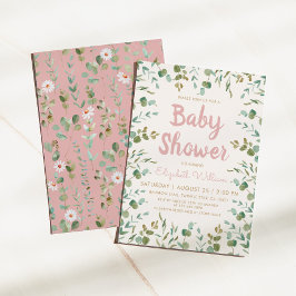 Eukalyptus-Blätter Wasserfarbe Girl Baby Dusche Einladung