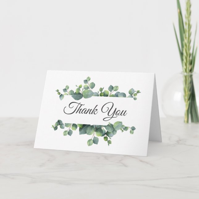 Eukalyptus Blätter Wedding Foto Vielen Dank Dankeskarte (Vorderseite)