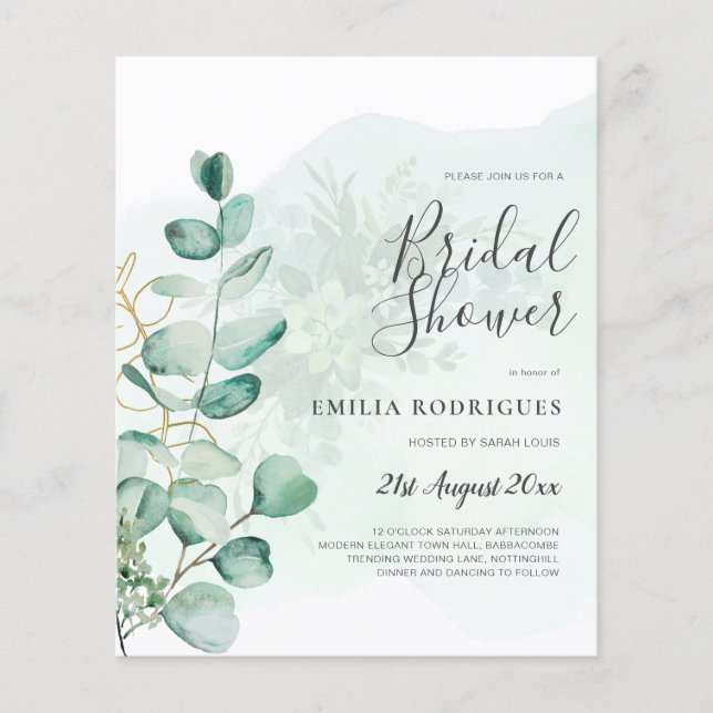 Eukalyptus Blätter Wedding Greenery QR CODE Modern Flyer (Vorne)