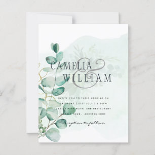 Eukalyptus Blätter Wedding Greenery QR CODE Modern Postkarte