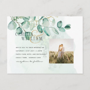 Eukalyptus Blätter Wedding Greenery QR CODE Modern Postkarte
