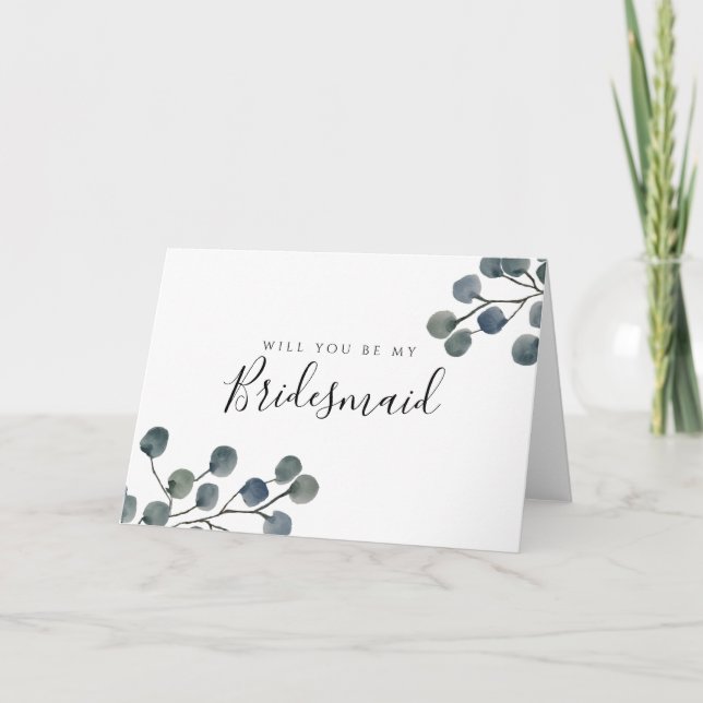 Eukalyptus-Blätter werden Sie meine Bridesmaid sei Karte (Vorderseite)
