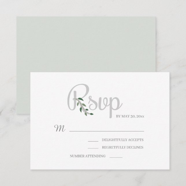Eukalyptus Blätter White Gray Elegante Wedding UAW Einladung (Vorne/Hinten)